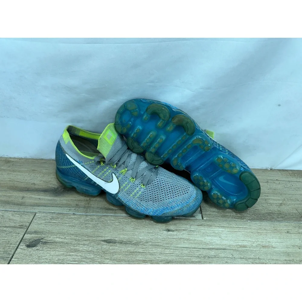 Nike Air VaporMax Flyknit‎ Cool Grey Blue Lagoon Volt 849558-022 Mens 11